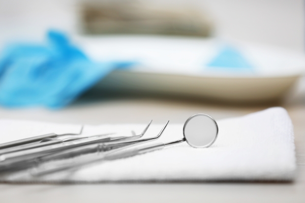 Dentist table with tools