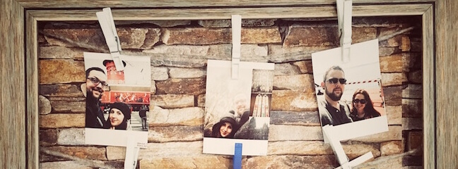 photos hanging with dental floss