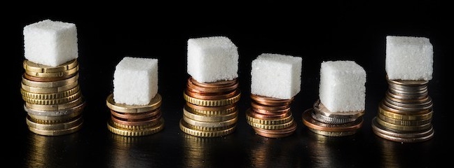 Sugar cubes and stacked coins