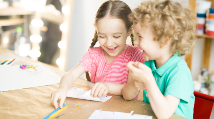 kids laughing while playing activities