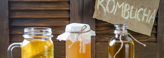kombucha drinks in jars