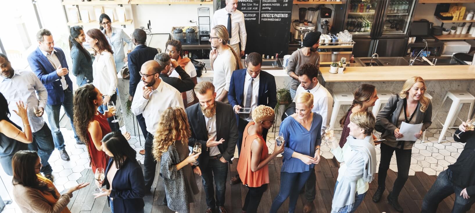 community volunteers in coffee shop