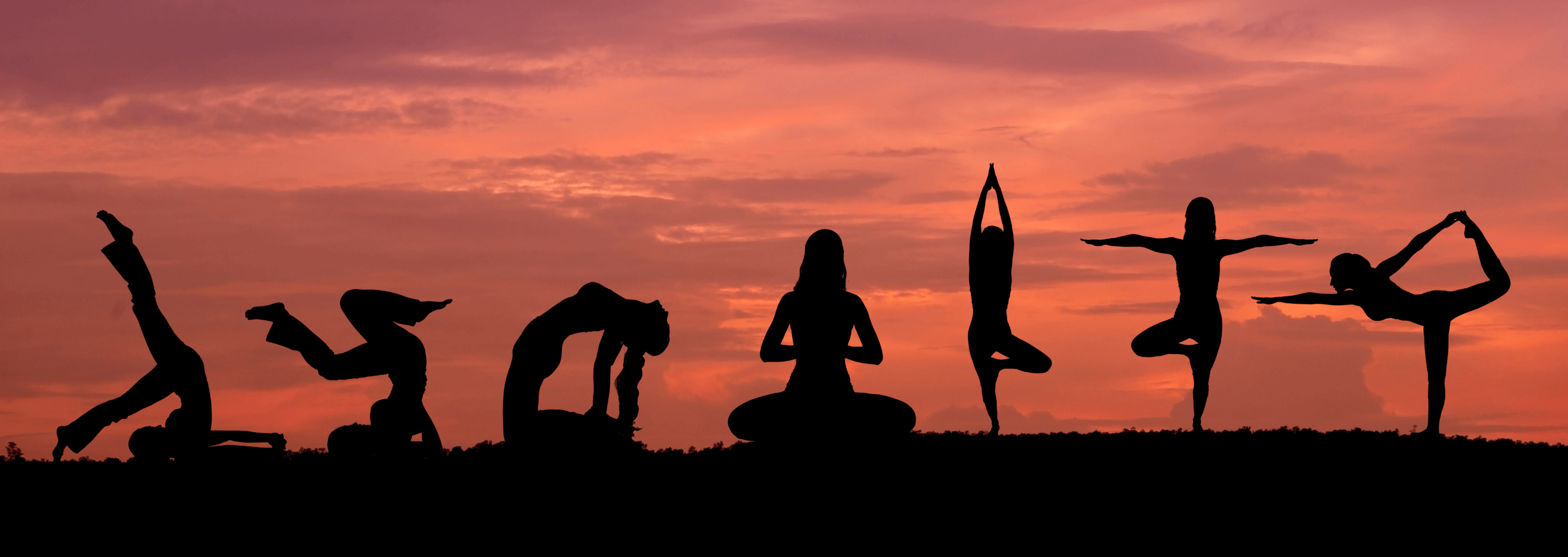 yoga positions in sunset